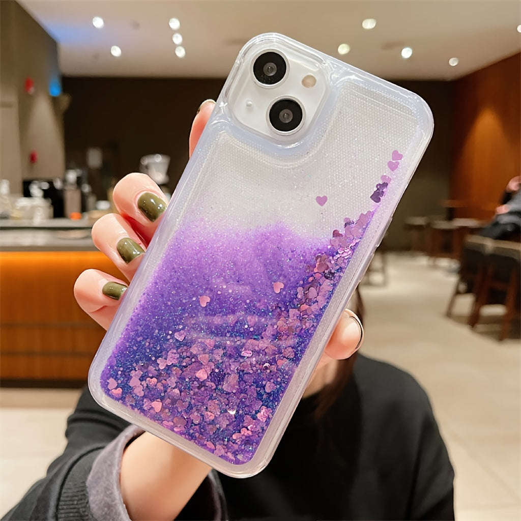 for iPhone Love Sequin Quicksand Protective Case BlingBling