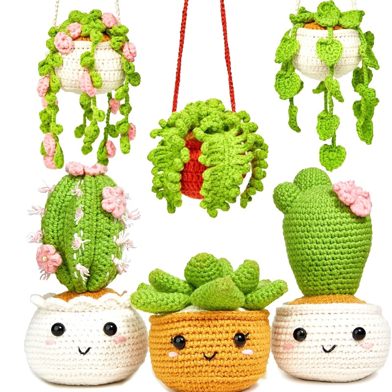 6pcs DIY Handcraft Set Beginner Crochet Kit with Yarn, Instructions, Video Tutorial for Adults - Perfect for Halloween & Christmas Gifts