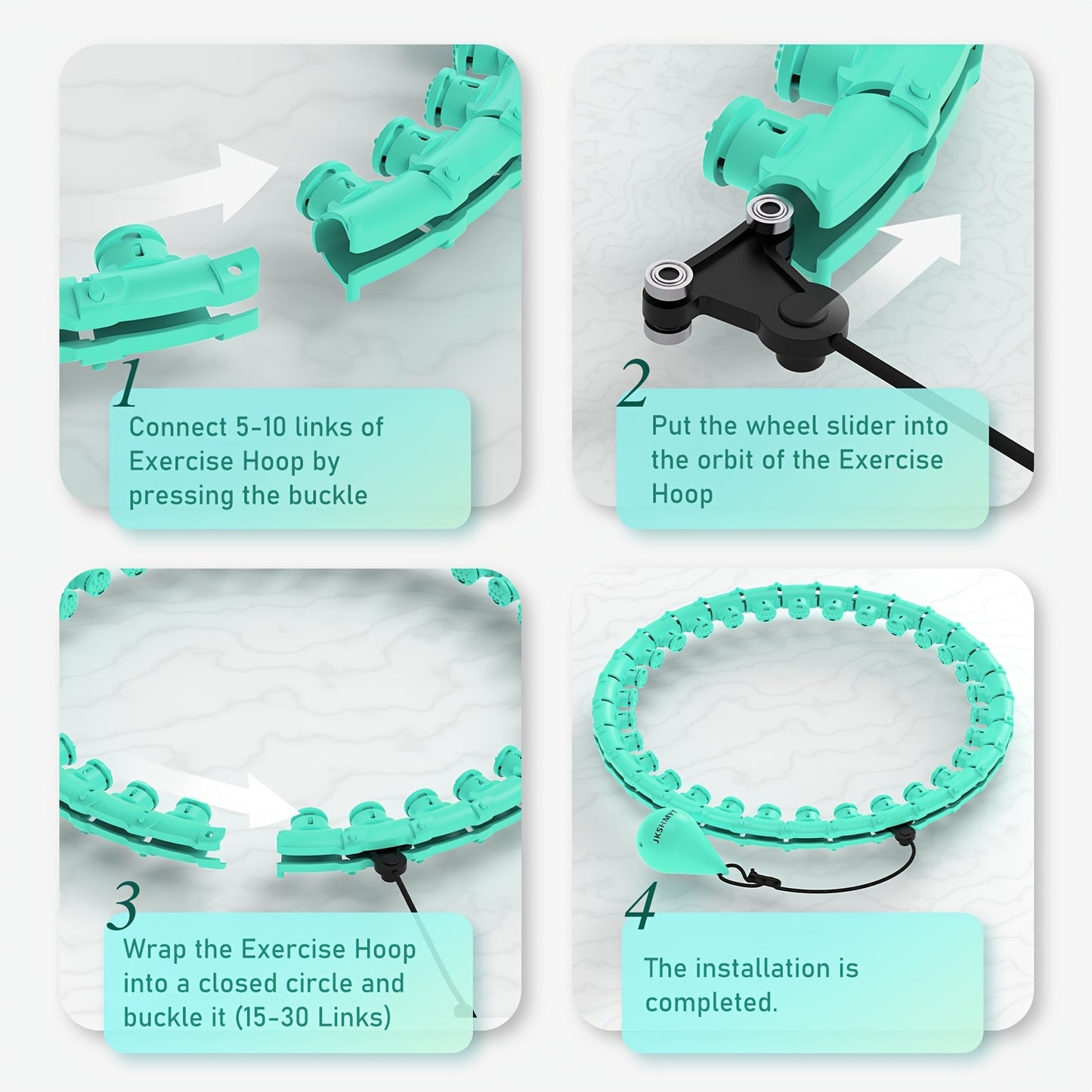 JKSHMYT 1pc Weighted Fitness Exercise Hoop With 11 Massage Points, Adjustable 69in/175cm Plus Size, Detachable 30-Section Exercise Hoop For Women & Beginners, Quiet Material