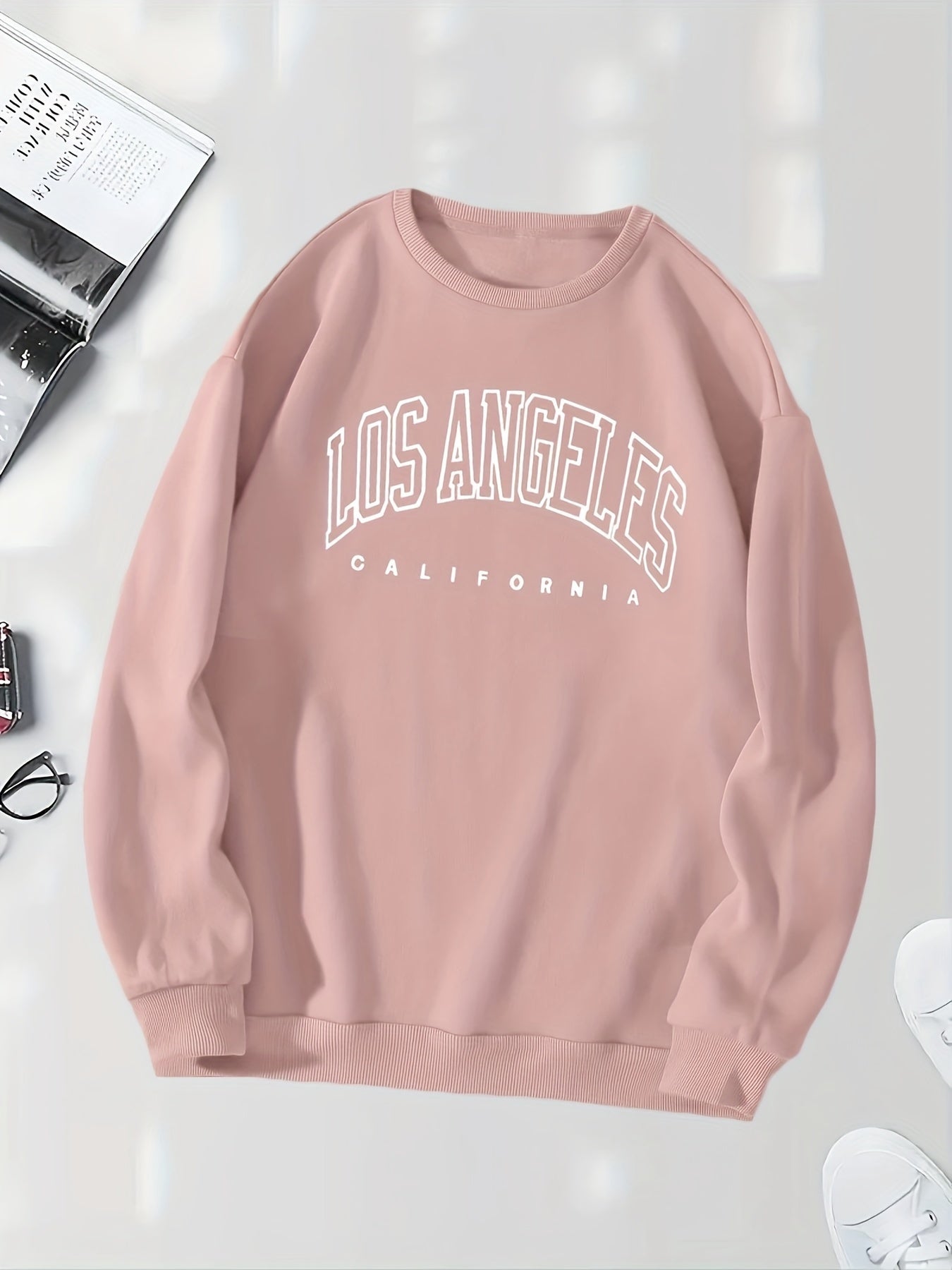 Cozy Letter Print Crew Neck Pullover Sweatshirt - Fashion Sweatshirts for Women - Soft, Casual, Long Sleeve, Fall and Winter Essential, Comfortable Women's Clothing for Everyday Wear