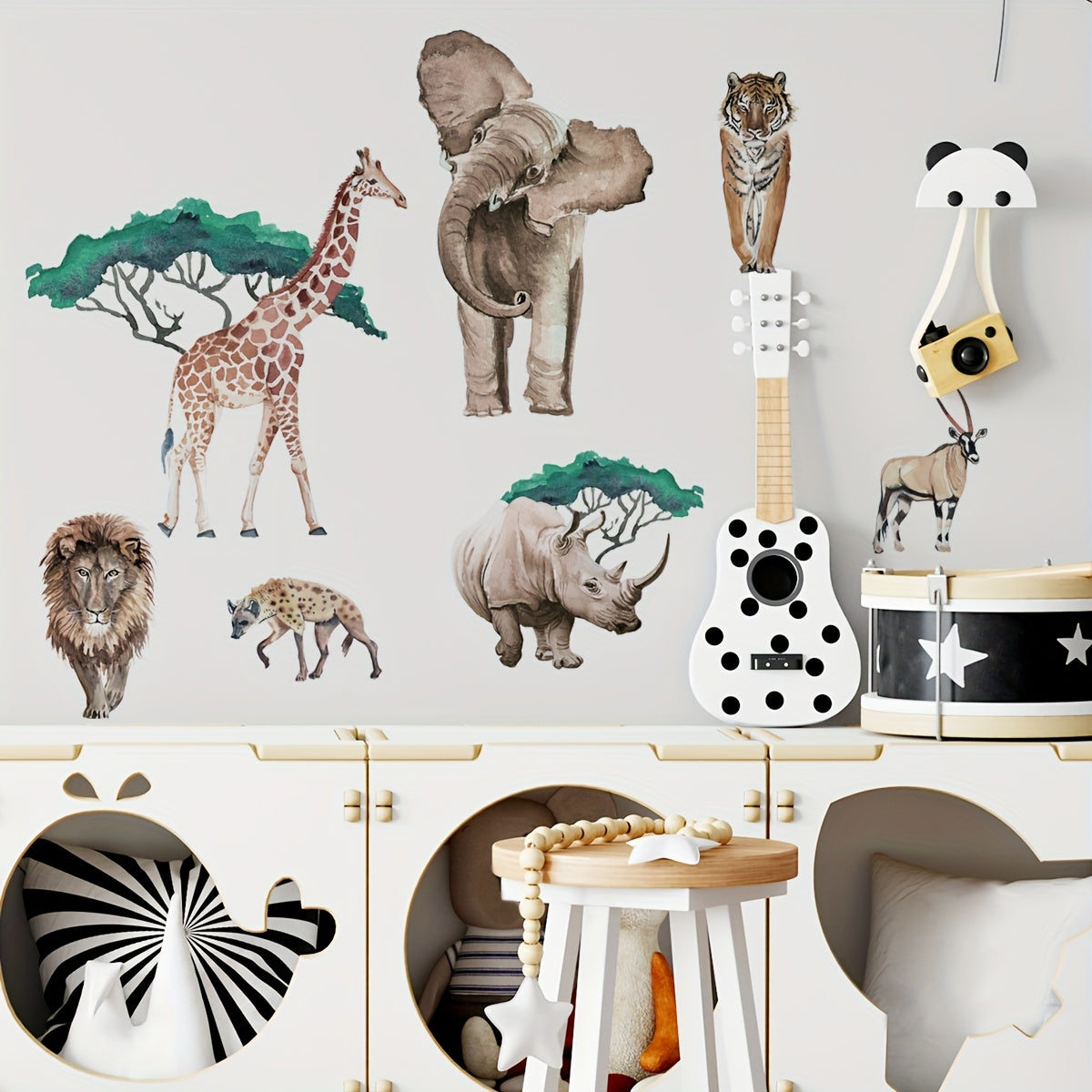 3pcs World Animal Distribution Decoration Map, Bedroom Decoration Wall Stickers