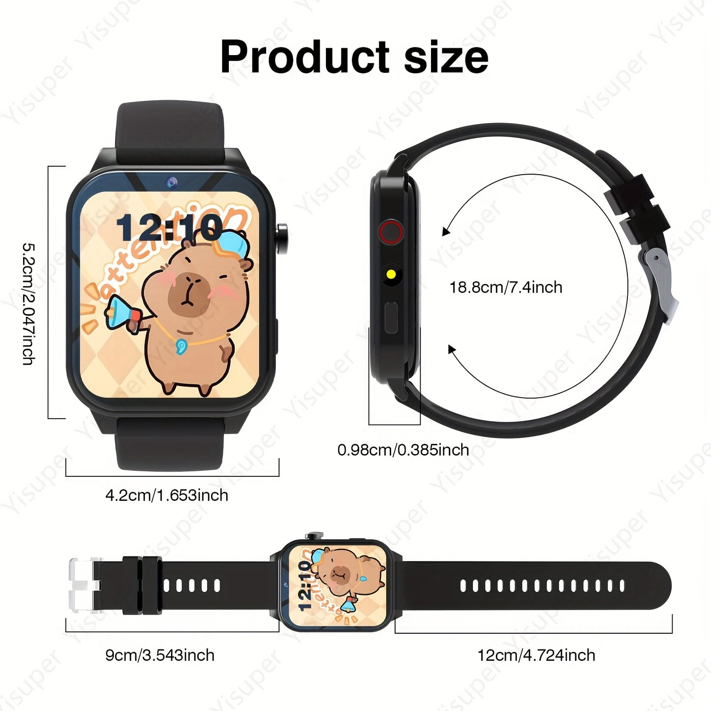 Kids Smart Game Watch with Camera, Photo Album, VCR, 18 Built-In Games, Calculator, Calendar, LED Lights - Black Silicone Strap, Rechargeable Lithium Battery, Perfect Holiday Gift for Children, Holiday Gift Idea|Playful Design|Durable Watchband, Kids' Acc