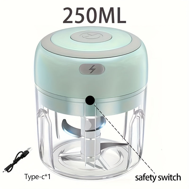 USB Rechargeable 250ml Cordless Electric Blender - 30W High-Powered Multifunctional Food Processor, Quickly Blends/Chops Meat/Garlic/Vegetables/Baby Food, Food-Grade Cup, Child Lock Safety, Ideal for Kitchen & Camping