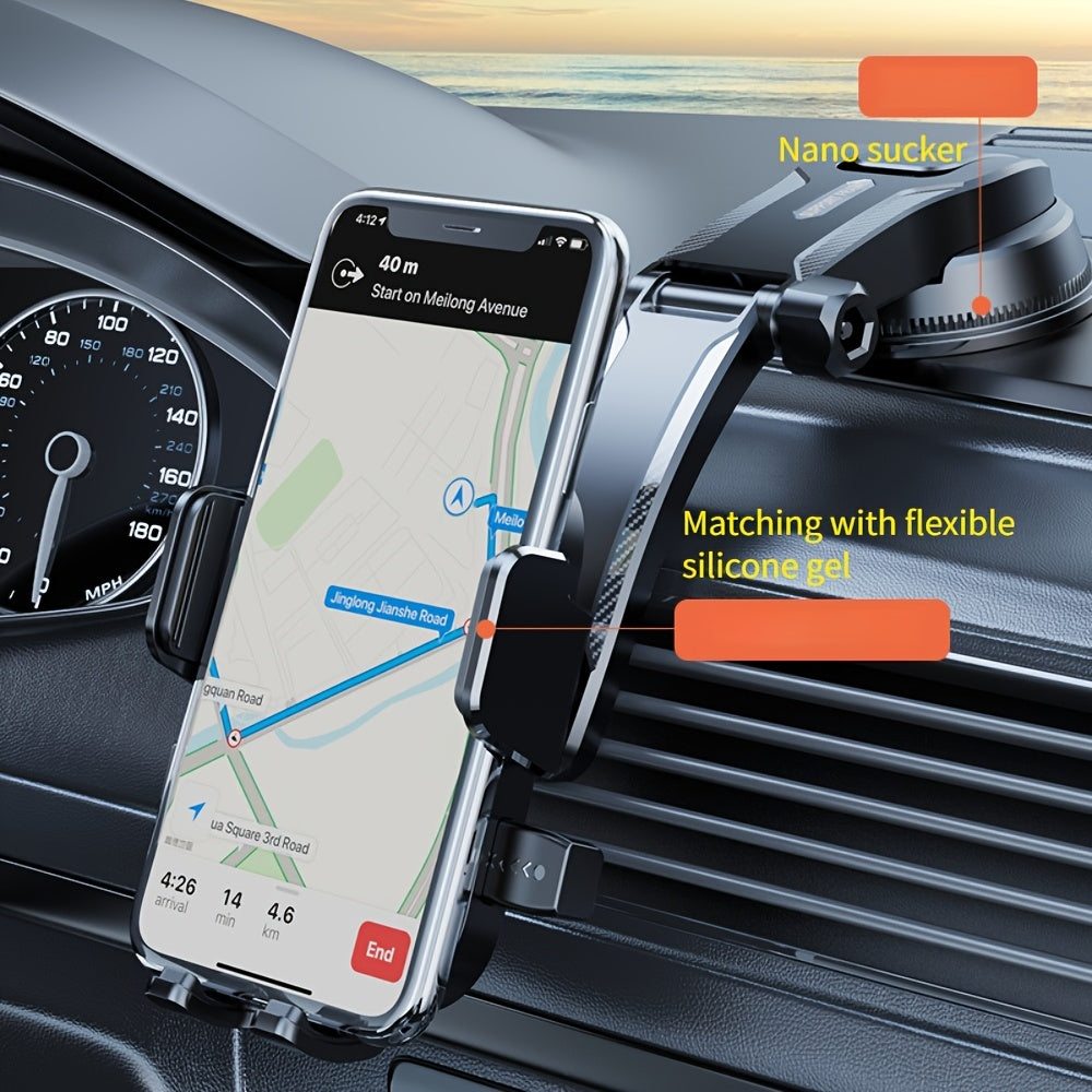Car Dashboard Phone Holder Adjustable in Vertical and Horizontal Directions, Provides High Stability and Strong Adhesion, Includes Extra Sticky Pads. This Car Mobile Phone Holder Compatible with All Smartphones