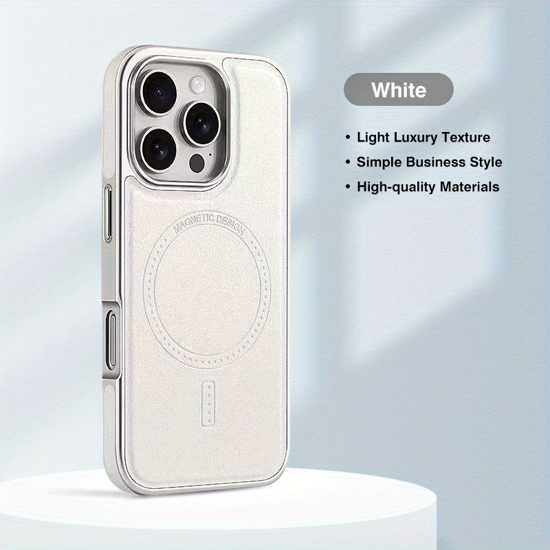 Premium Faux Leather Phone Case for Men & Women, Built-in Strong Magnetic Ring, Wear-resistant and Scratch-resistant, Light Luxury Appearance, Delicate Texture, Anti-drop Protective Cover, for iPhone 13/14/15/16 Pro & Max