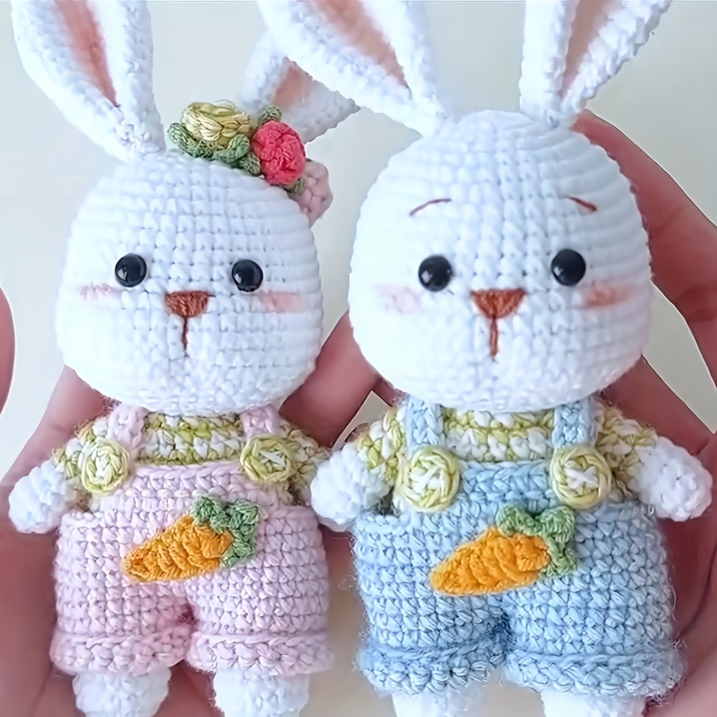 Complete Craft Set Carrot Rabbit Crochet Kit - Beginner-Friendly DIY Amigurumi Keychain & Desk Decor with Tutorials, Videos, and Gift Bag - Perfect for Birthdays, Couples, Christmas