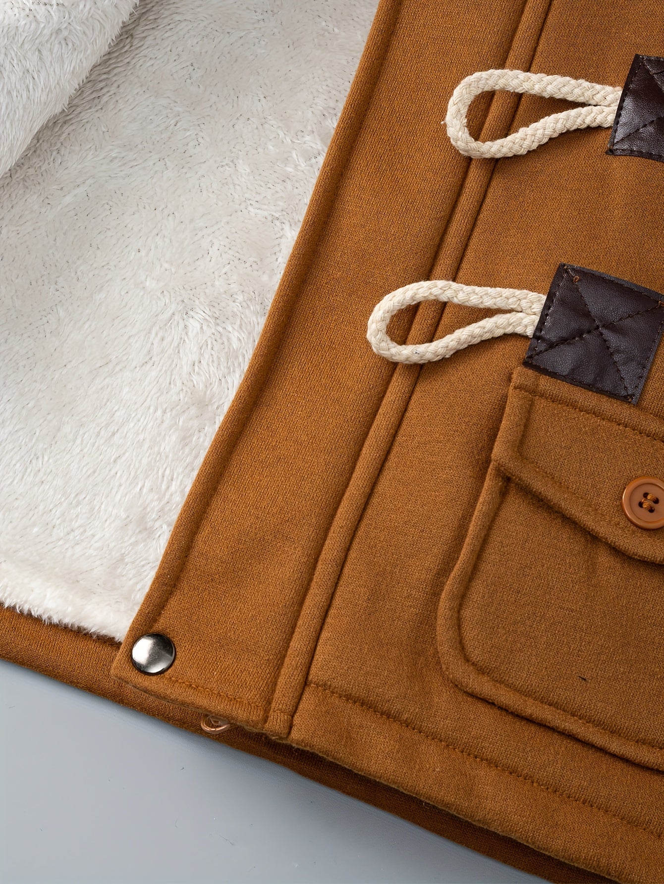 Hooded Fleece Jacket - Soft, Warm, Ideal for Fall & Winter Wear, Button-Front