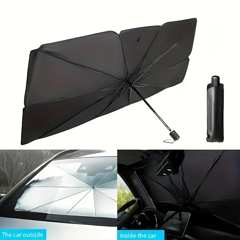 Premium Silvery Car Sunshade - Front Windshield Heat Insulation & UV Protection, Roll-Up Design for Easy Storage - for All Car Models - Suitable for Summer & Hot Weather - Perfect Gift for Car Owners