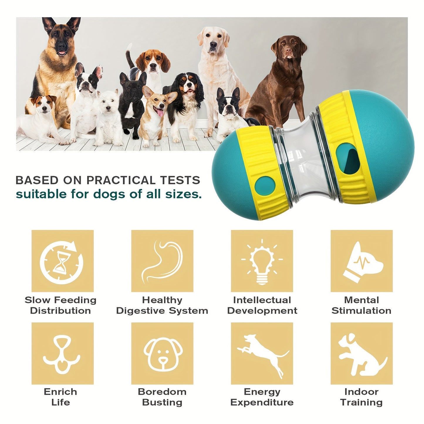 Interactive Dog Treat Dispenser Toy - Durable Chew Ball for Dental Health, Slow Feeder Puzzle for All Breeds