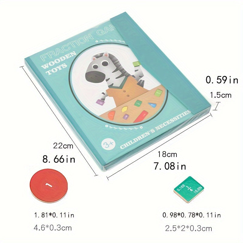 Children Magnetic Fraction Learning Math Toys Wooden Fraction Book Set Teaching Aids Arithmetic Learning Educational Toys Christmas Halloween Gift