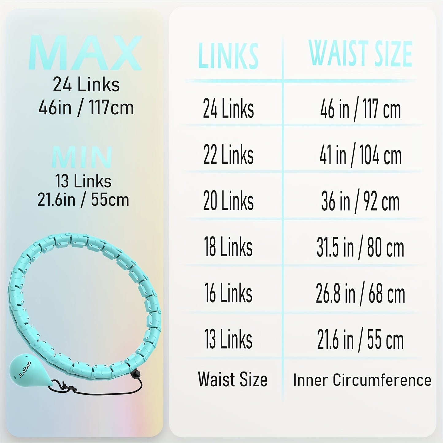 JLOIBAO 46in/117cm Weighted Fitness Circle, 24-Section Detachable Exercise Ring, ABS Material, Body Shaping & Waist Slimming, Ideal for Women'S Day, Mother'S Day, Thanksgiving, Christmas, New Year Gifts