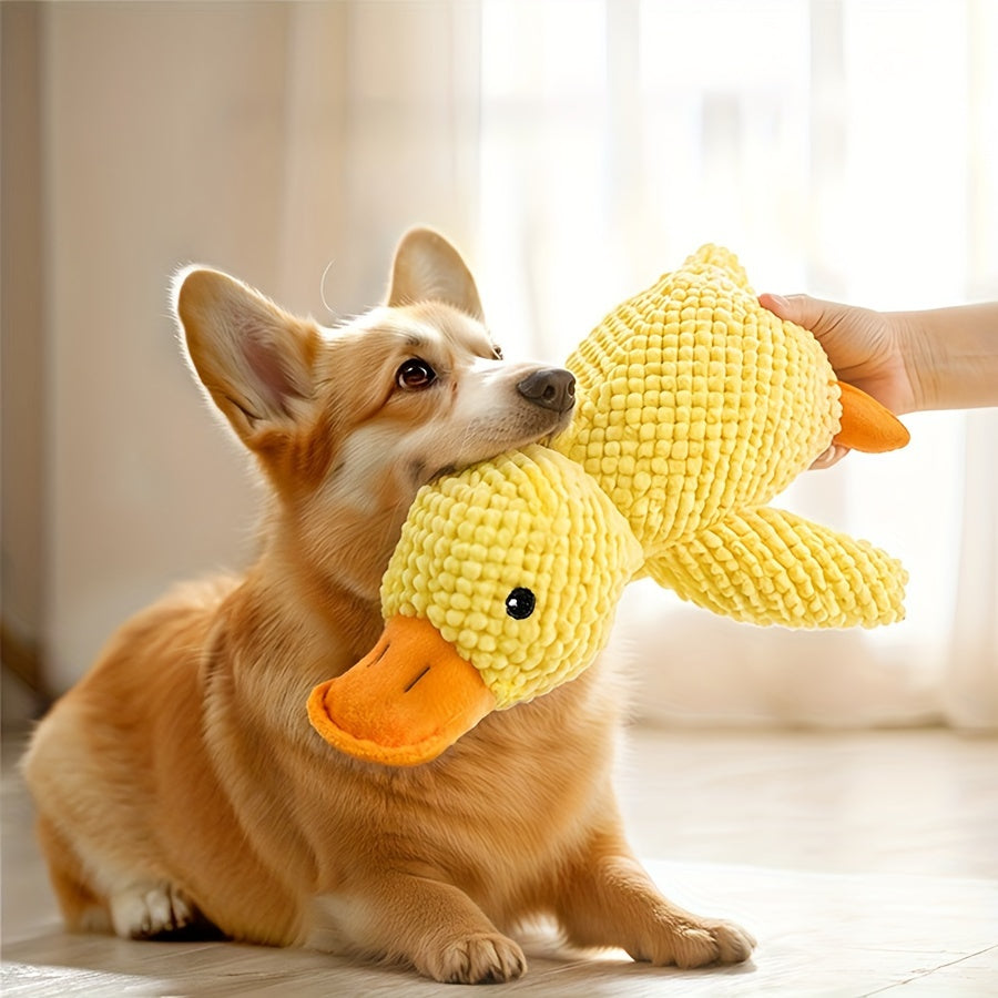 Bite-Resistant Plush Duck Toy - Soothing Companion for All Dog Breeds with Sound Effects