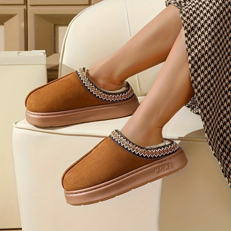 Cozy Plush Slip-On Slippers for Men and Women - Soft, Warm Fabric with Non-Slip TPR Sole, Elegant Style, Perfect for Indoor Use, Formal Shoes