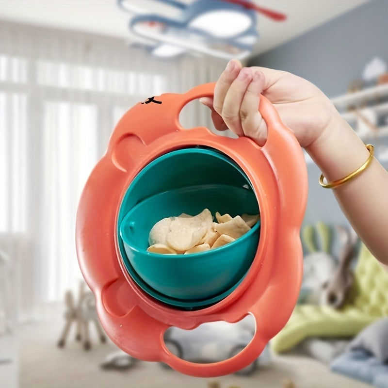 360-Degree Rotating Bowl - Spill-Proof, Anti-Scald Feeding Dish with Lid & Handles - Perfect for Youngsters & Youngsters - Ideal Christmas or Halloween Gift