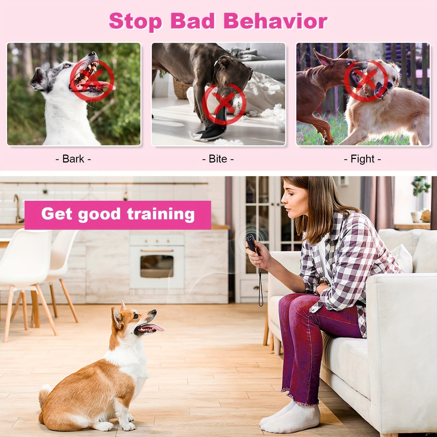 TMA Anti Barking Device For Dogs, Rechargeable Dog Bark Deterrent Devices, Ultrasonic Dog Bark Control 15.24meter Range, Dog Barking Ultrasonic Safe For Dogs & Human Portable Indoor Outdoor