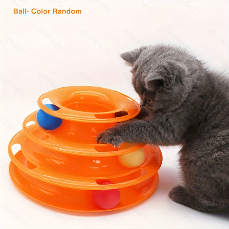 Interactive 3-Tier Rotating Cat Toy Ball - Durable Plastic, No Batteries Needed, Ideal for Large Breeds, Engaging Pet Play, Kitten Teasing Play Toy|Interactive Play|Durable Plastic Ball