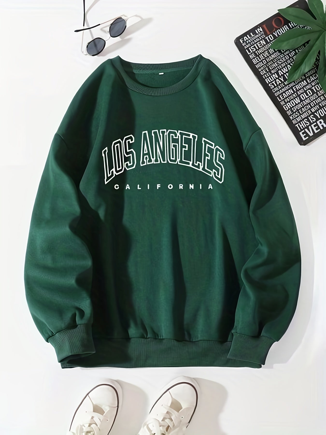 Cozy Letter Print Crew Neck Pullover Sweatshirt - Fashion Sweatshirts for Women - Soft, Casual, Long Sleeve, Fall and Winter Essential, Comfortable Women's Clothing for Everyday Wear