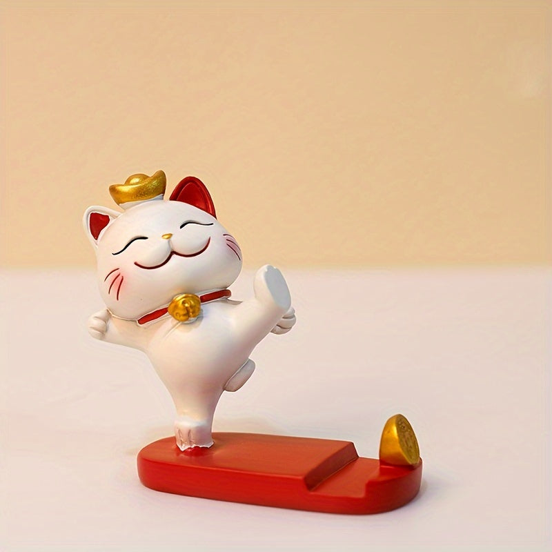 Cute Cartoon Cat Mobile Phone Tablet Holder - 1pc, Office Desk Ornament, Suitable for Mobile Phones and Tablets