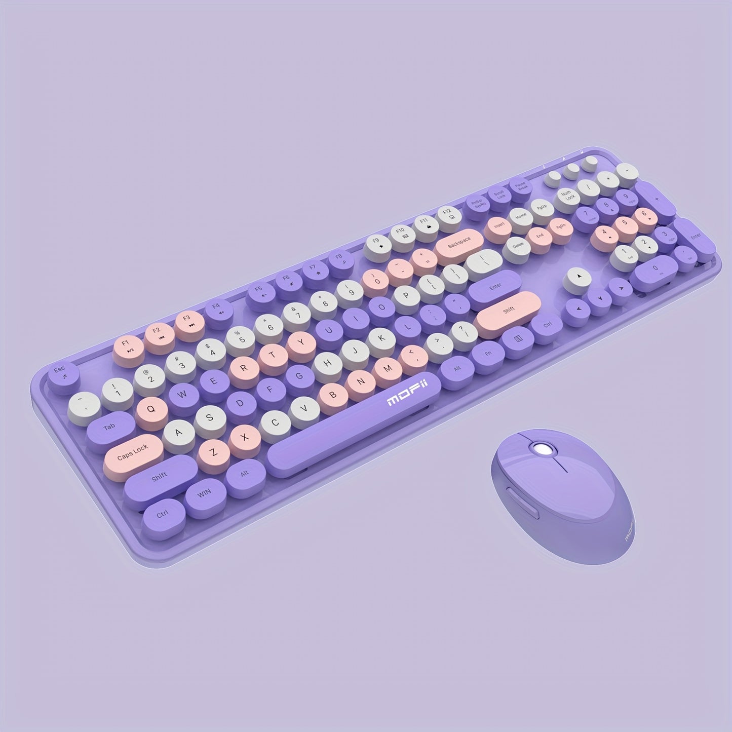 Mofii Sweet Retro Punk Mixed Color Wireless Mouse Set - Optical, Round Keys, Compatible with Laptops, ABS Resin, AA Battery Operated (Not Included)