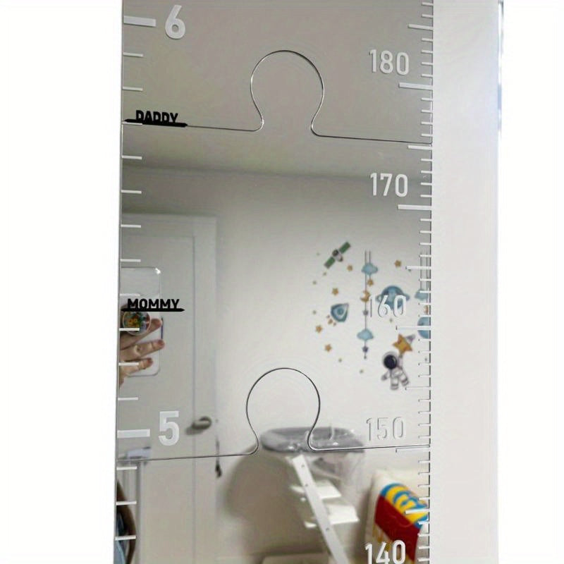 Growth Chart Mirror with Stickers Height Ruler Shatterproof Acrylic Full Body Measurement Set of 7 Sheets (Single Sheet 25.4*25Cm)