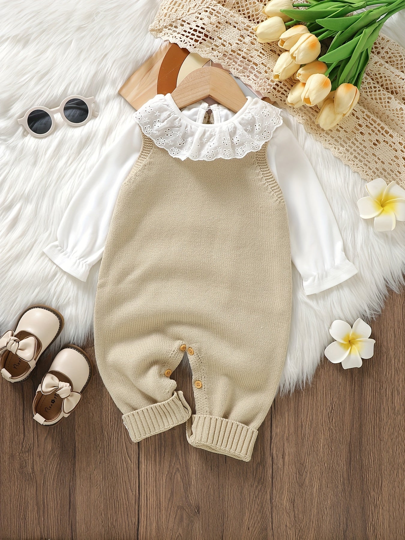 Unisex Bodysuit with Heart Jacquard Detail - Soft 100% Acrylic Square Neck Winter Outfit, Elastic Crotch & Snap Closure, Light Green Adorable Clothing for &, Perfect for Outdoor