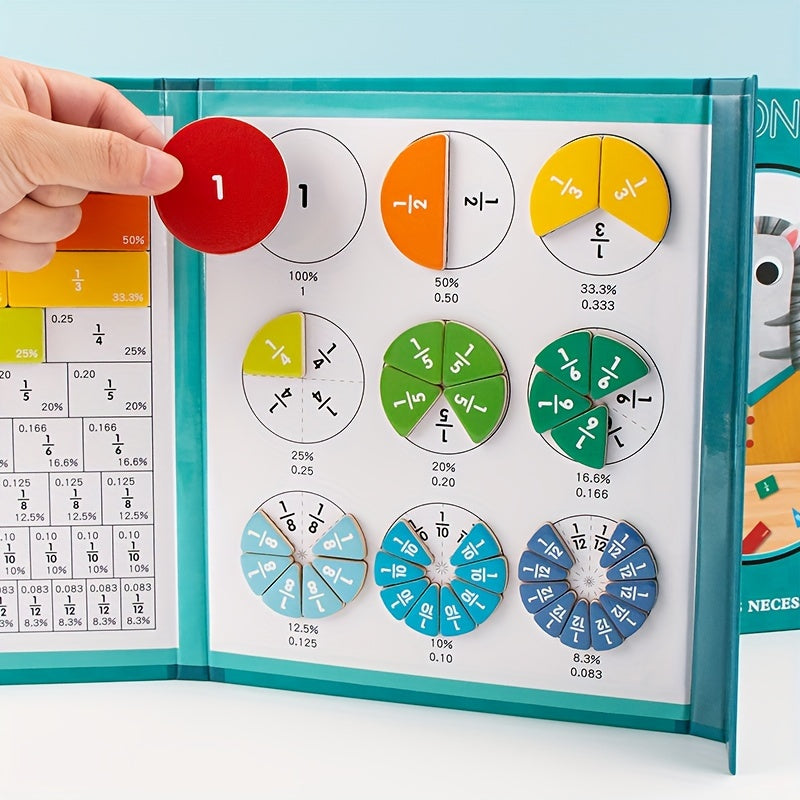 Interactive STEM Learning Aid - Magnetic Fraction Tiles Division Board - Educational Math Counting Game for Youngsters