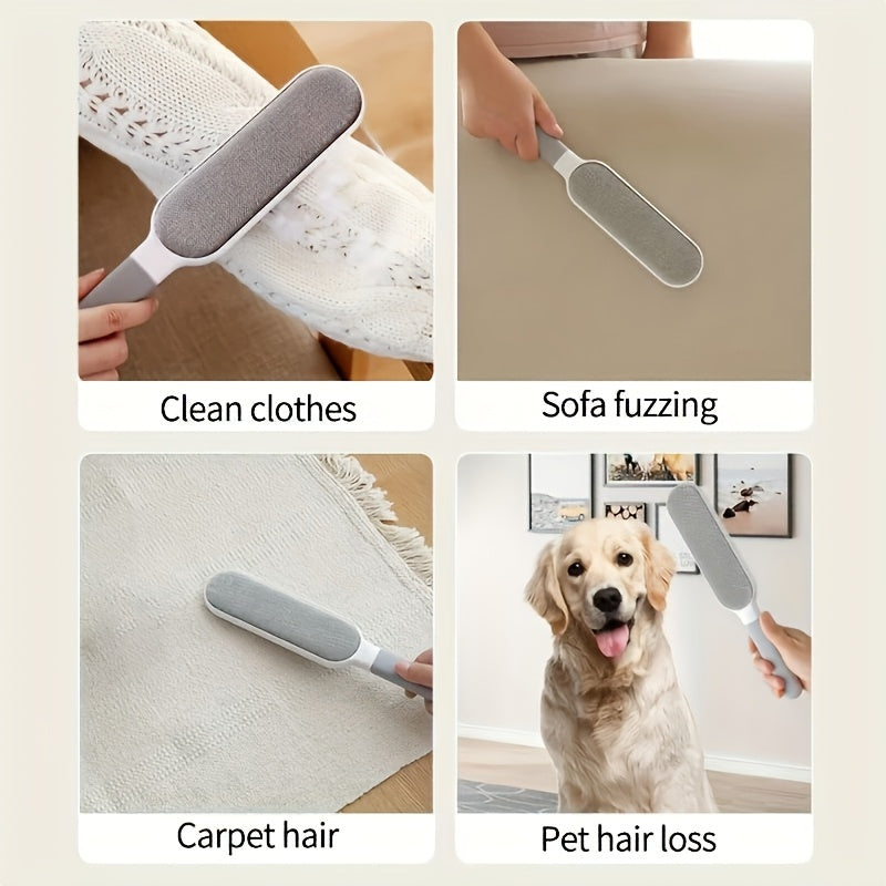 Reusable Pet Hair Remover Brush - Dual-Sided, Static Cling for Cats & Dogs, Ideal for Furniture, Clothes, Carpets - Durable Polypropylene, No Batteries Required