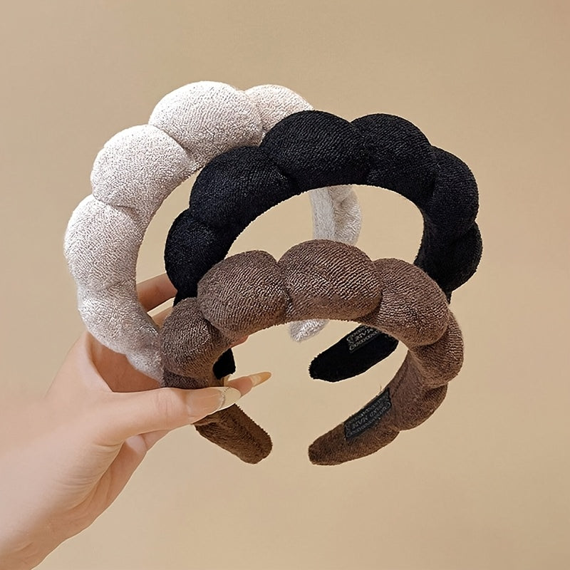 3pcs/1pc Women's Plush Hair Band Love Bear White, Black, Khaki Headband, Fashionable Multi-functional High-end Elegant Simple Solid Color Hair Tie Headwear, Suitable for Daily Outing, Leisure, Party, Commuting, Vacation, Ponytail, Hair Tie, Washing Face,