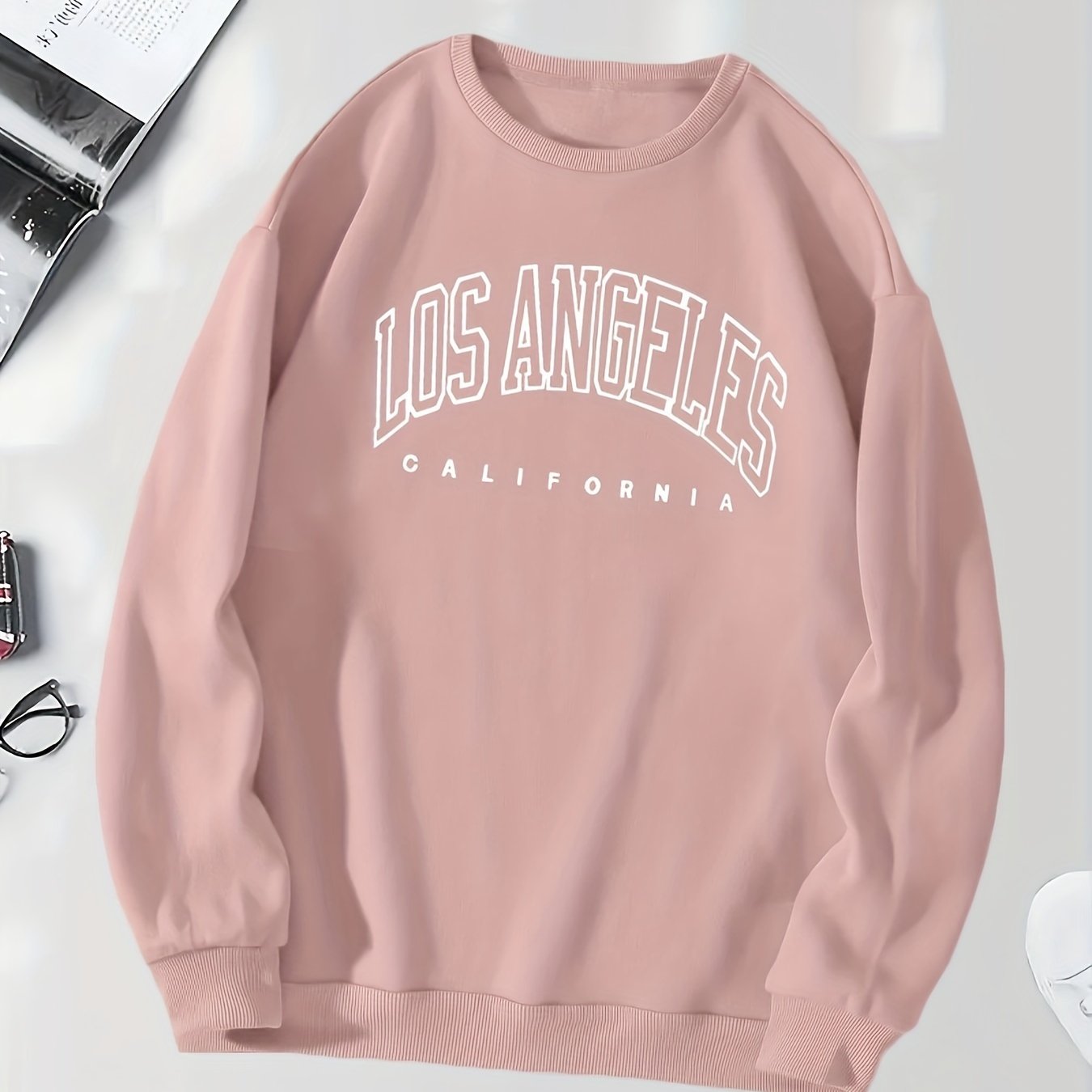 Cozy Letter Print Crew Neck Pullover Sweatshirt - Fashion Sweatshirts for Women - Soft, Casual, Long Sleeve, Fall and Winter Essential, Comfortable Women's Clothing for Everyday Wear