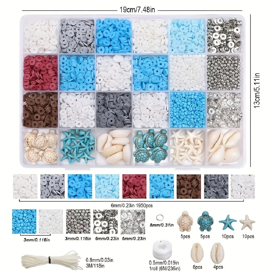 3200pcs Ocean Vacation Jewelry Making Kit with Sea Turtles, Shells, Starfish Charms - Includes Natural Stones & Polymer Clay Beads for DIY Friendship Bracelets, Necklaces - Elegant Beach-Themed Craft Set for Girls & Adults, Craft Kit|Creative Hobbies|Natu
