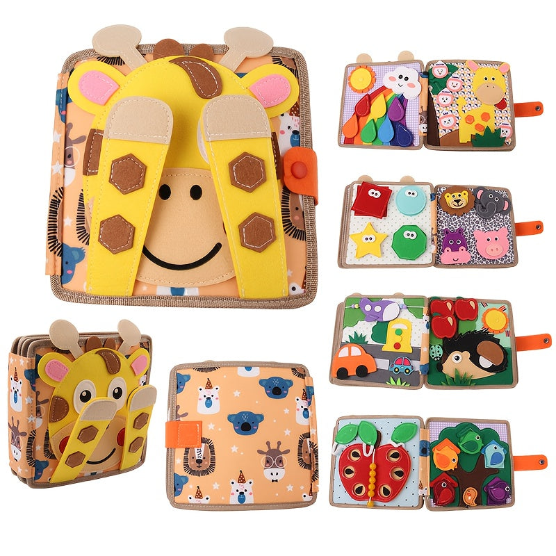 Kids Felt Quiet Books - 3D Sensory Activity Toy with Animal, Nature & Transportation Themes, Interactive Buttons & Zippers, Soft Felt Material for Fine Motor Skills & Cognitive Development, Portable Baby Learning Toy for Toddlers & Infants, Portable Story