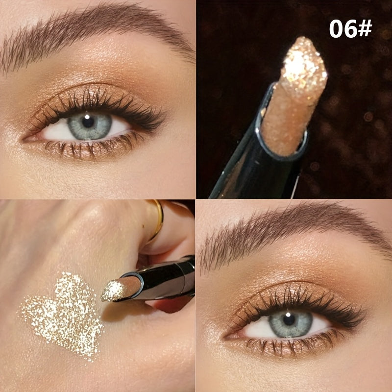 6 colors Sparkling High gloss pen highlighter Stick - Glitter Shimmering Eyeliner Pen for Brightening and Enhancing Eyes For Music Festival