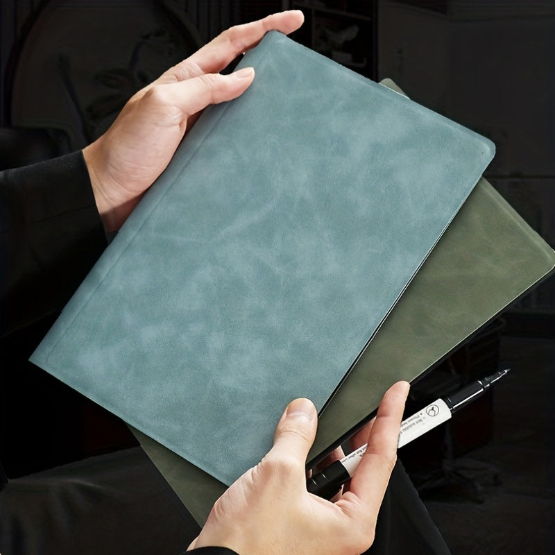A5 Reusable Whiteboard Notebook with Faux Leather Cover - Portable Weekly Planner, Math Formulae & Illustrations Erase Cleanly, Includes Pen & Cloth, Ideal for Office & School, Notebooks for School