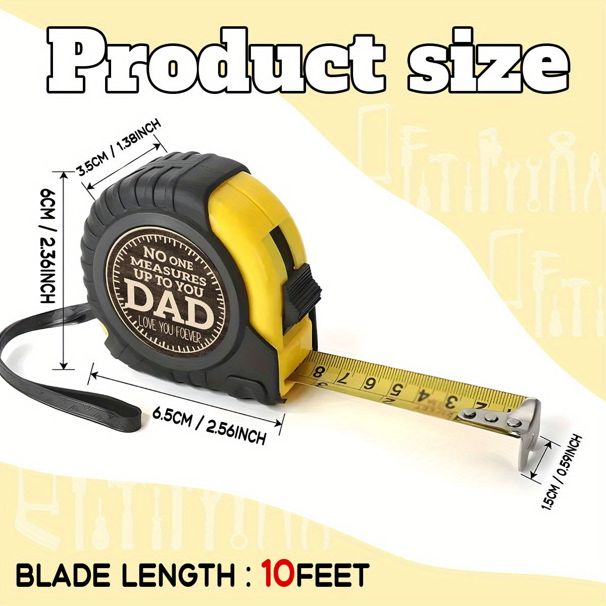 Engraved Measuring Tape for Dad - "No One Measures Up to You, Dad" - Durable Steel with Toggle Lock, Heartfelt Gift for Father'S Day, Birthday, Christmas - Artisan Carpenter Tools, Father'S Day Gift|Personalized Gift|Durable Steel Measuring Tape, Measurin