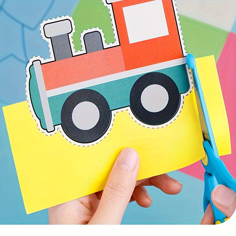 96/120pcs Kids Scissor Skills Activity Set - Paper Cutting Crafts Kit with Child-Safe Scissors for Decoupage, Paper Art, and Fine Motor Skills Development