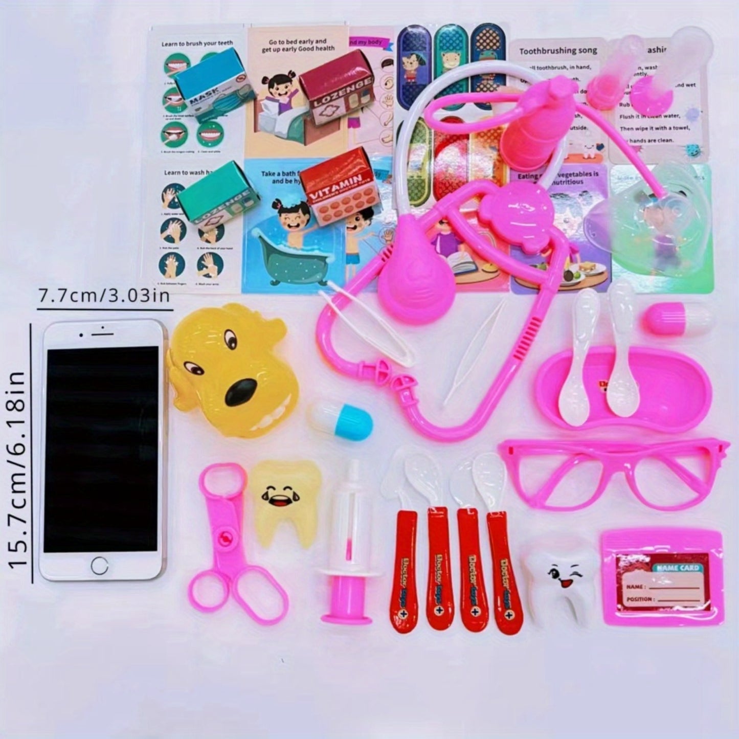 Doctor Playset Kids Doctor Toy Set Girl Pretend Nurse Stethoscope Injection Dental Playset Toy Dentist Pretend Play Toy, as Halloween, Christmas Gift, Birthday Gift, Holiday Gift (Some Accessories Color Random)