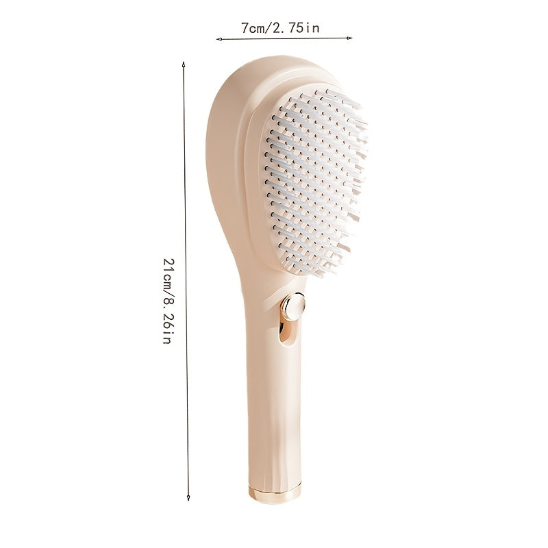 Telescopic Massage Comb for Hair & Scalp - Portable Foldable Hairbrush with Rubber Bristles & ABS Handle - Travel-Friendly Scalp Massager for Men & Women - Soft Pink & White Design, Hair Massager