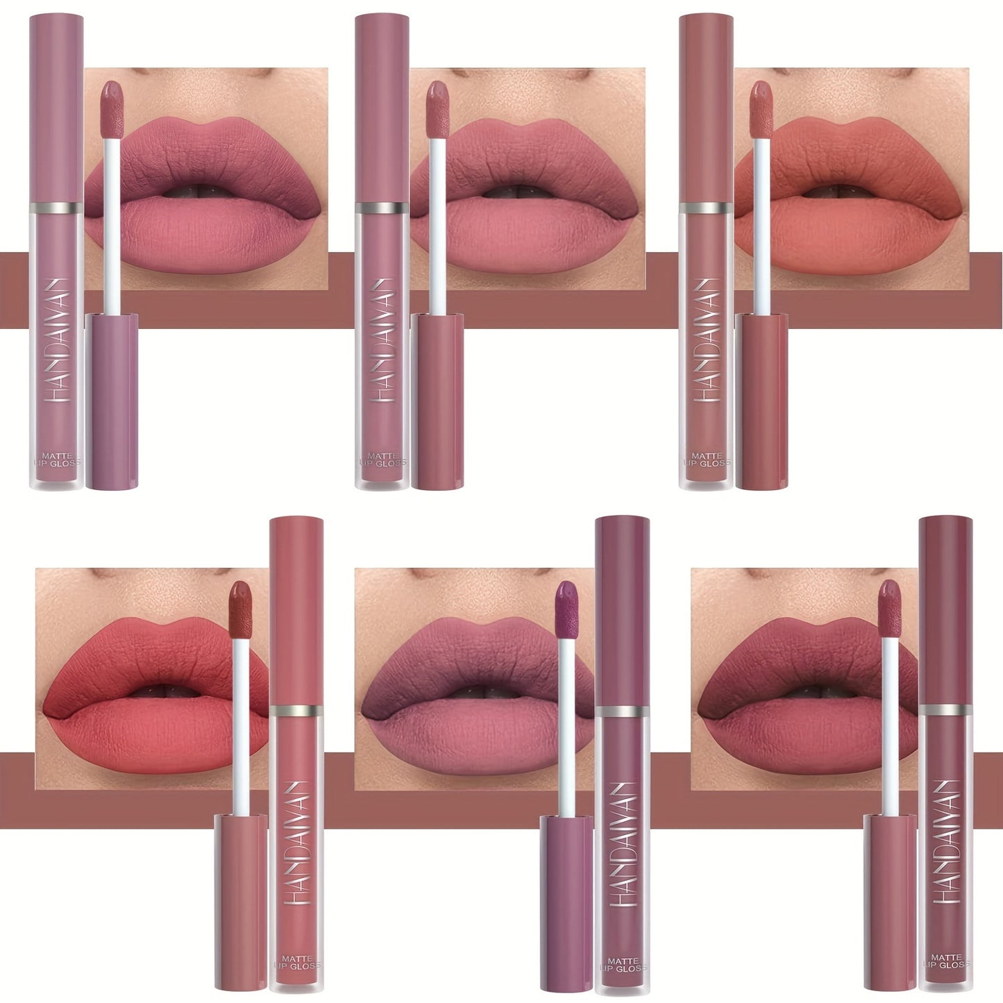 6 Pcs Matte Liquid Lipstick Makeup Set, Matte Liquid Long-Lasting Wear Non-Stick Cup Not Fade Waterproof Lip Gloss
