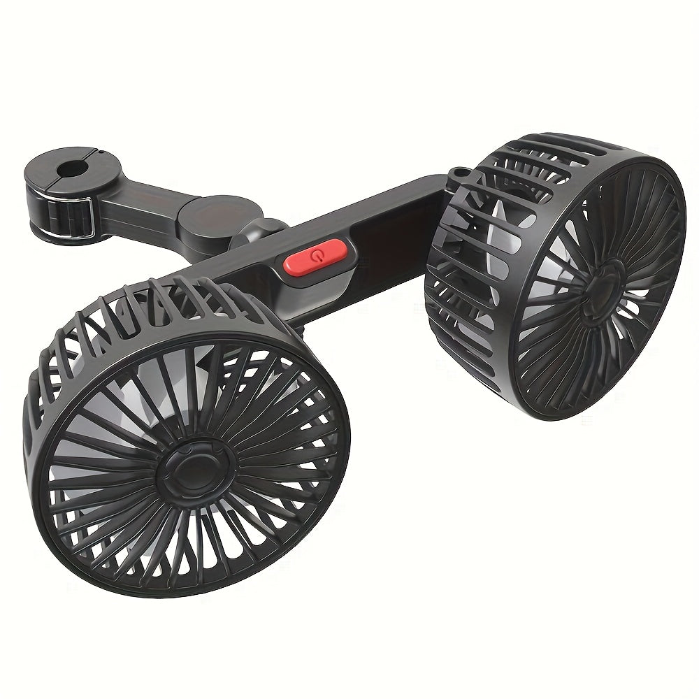 Car Fan, Dual-Head Car Ventilator, High Airflow Rear Seat Fan with Adjustable Speeds and Multi-Angle Rotation for Strong Wind Power