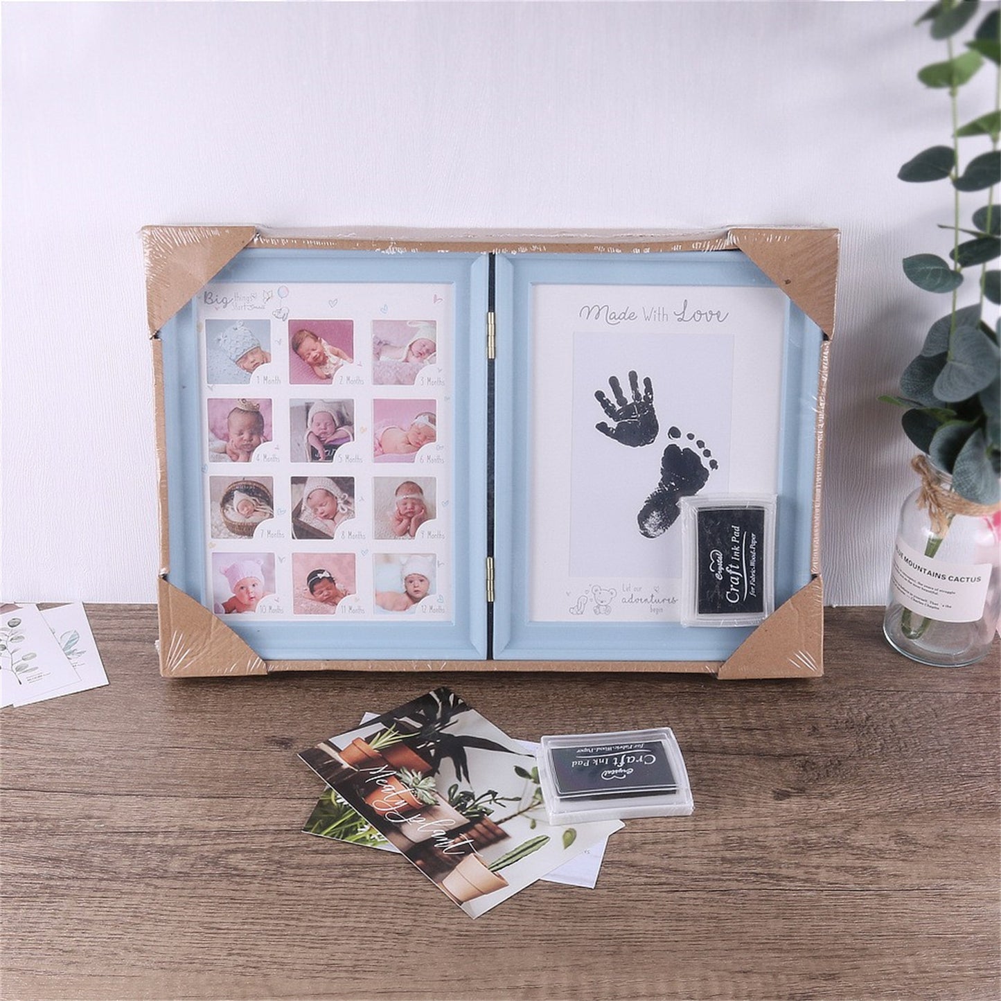 Hand and Footprint Frame - Personalized Polyvinyl Chloride Display with Cute Photos and Inked Footprints, Ideal for Christmas, Halloween, Thanksgiving, and Milestone Celebrations, Memory Book|Charming Frame Design|Polyvinyl Chloride Frame, Room Decor
