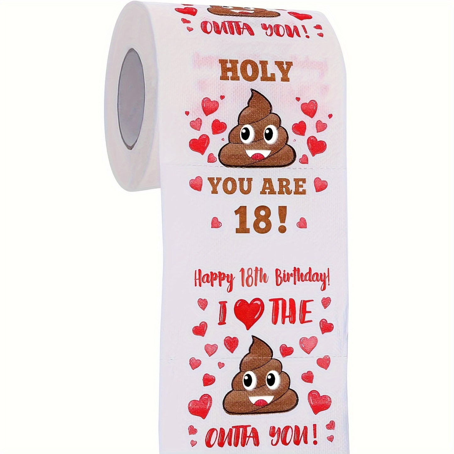 Happy Prank Toilet Paper - 18th Birthday Decorations, Party Supplies Favors - Novelty Bday Present For Him, Her, Friends - 18 Year Old Funny Gag Gift For Guys