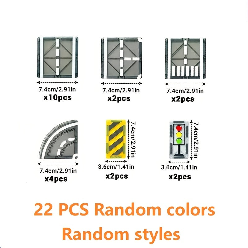 Magnetic Tiles Road Set with Magnet Crane Car Toys, Magnetic Building Blocks STEM Toys Creativity And Learning Construction Toys for Kids Age 3-6 Birthday Christmas Gifts (Random Color)