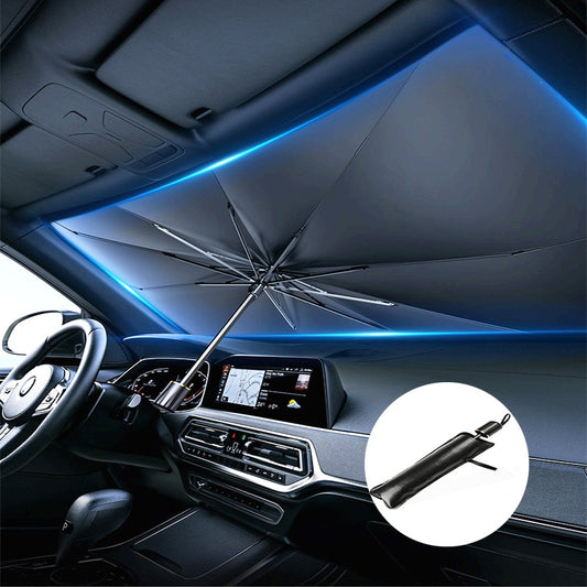 Portable Foldable Windshield Sun Visor for Most Vehicles - UV Protection Car Sunshade Umbrella with Heat Reduction, Easy Storage, and Thermal Insulation Effect