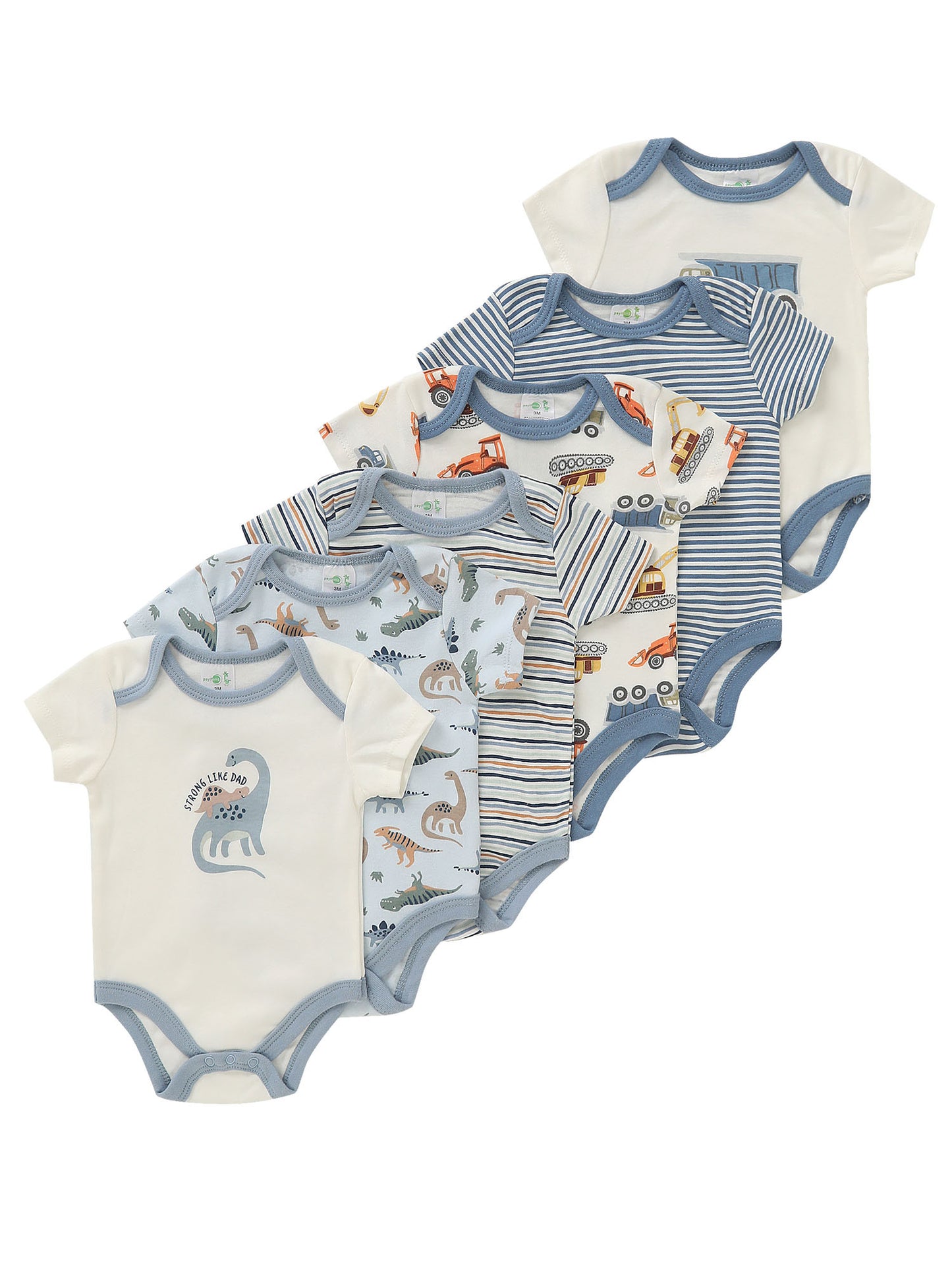 6pcs PAYIFANG Youngsters Boy Rompers with Dinosaur & Truck Embroidery - Cotton Blend, Short Sleeve, Round Neck Bodysuits for Youngsters & Youngsters, Ideal for Outdoor Activities, Youngsters Boy Clothes, Perfect for Outdoor