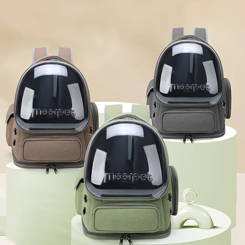 ComfortPet Explorer - Crystal-Clear Transparent Pet Carrier Backpack for Cats and Small Dogs - Breathable, Ventilated, and Spacious for Outdoor Travel and Hiking - Essential Pet Supplies for On-The-Go Owners