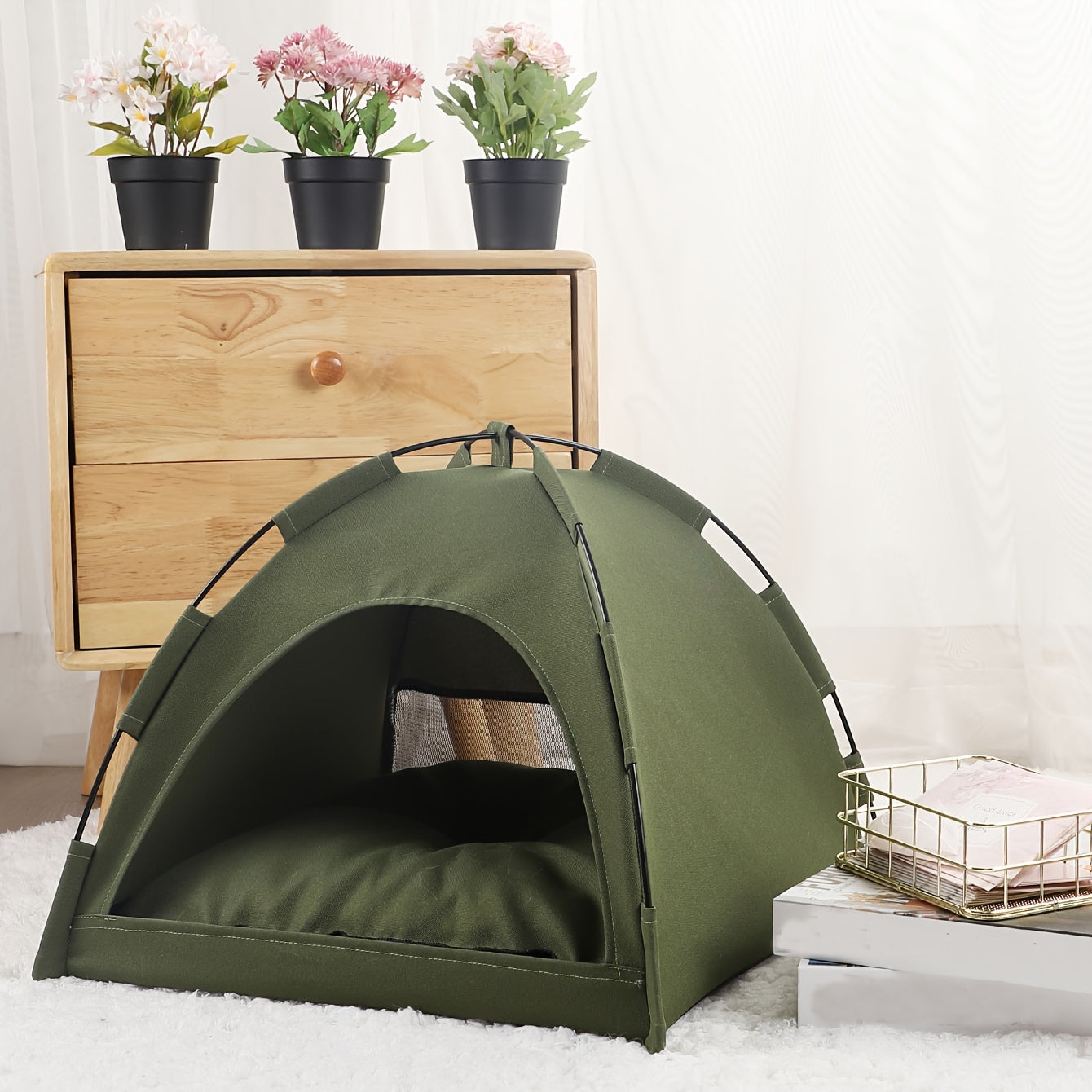 Cozy Pet Tent for Cats and Dogs - Soft and Comfortable Sleeping Nest with Solid Color Design Christmas Gift