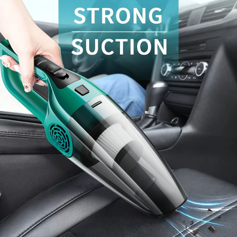 Powerful Car Vacuum Cleaner with Strong Suction, 12V Handheld for Pet Hair Removal, Green & Black Design, Flat Nozzle, Crevice Tool Included, Ideal for Cars and Small Spaces, Auto Interior Cleaning | Sturdy Construction, Vacuum Cleaner Car