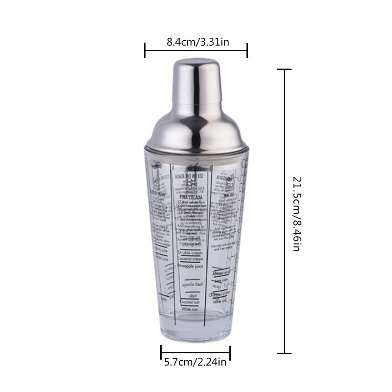 Professional 400ml/14oz Cocktail Shaker Glass with Scale - 1pc Essential Barware for Mixing Drinks, Martini Shakers, and Beginner Bartenders - Includes Glass Cup