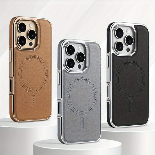 Premium Faux Leather Phone Case for Men & Women, Built-in Strong Magnetic Ring, Wear-resistant and Scratch-resistant, Light Luxury Appearance, Delicate Texture, Anti-drop Protective Cover, for iPhone 13/14/15/16 Pro & Max