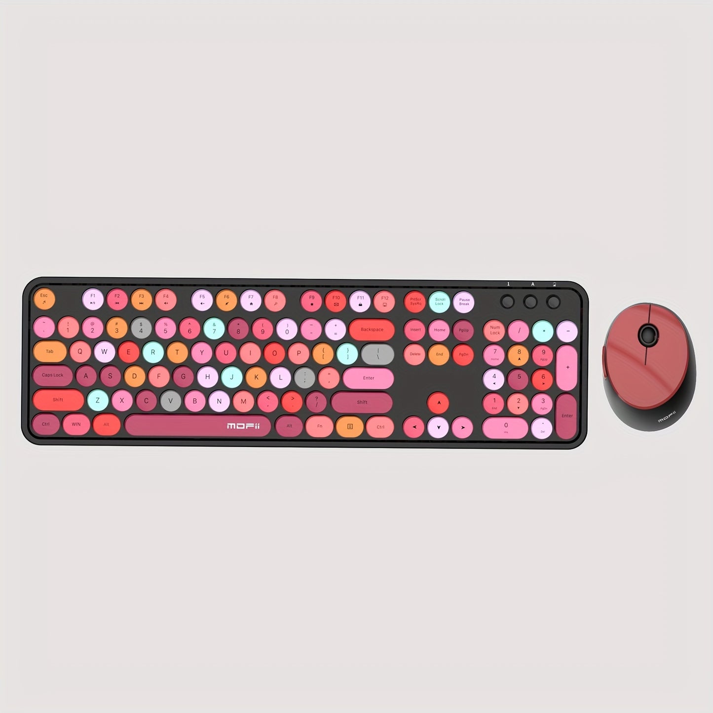 Mofii Sweet Retro Punk Mixed Color Wireless Mouse Set - Optical, Round Keys, Compatible with Laptops, ABS Resin, AA Battery Operated (Not Included)